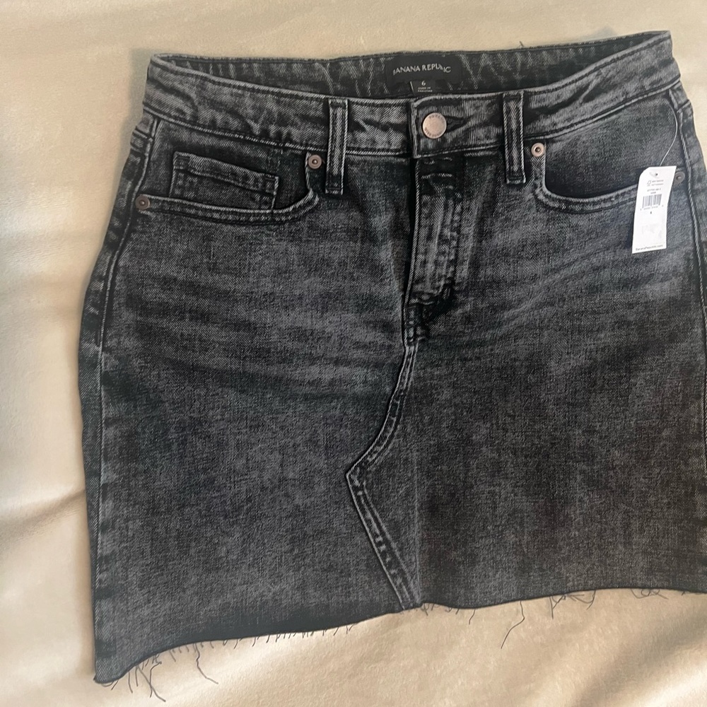 Banana Republic Denim Stonewashed Mini Skirt with Raw Hem